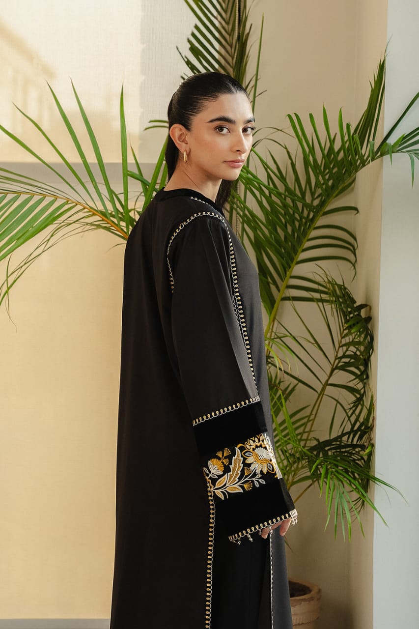 Midnight Flower Embroidery Stiched|3-Piece
