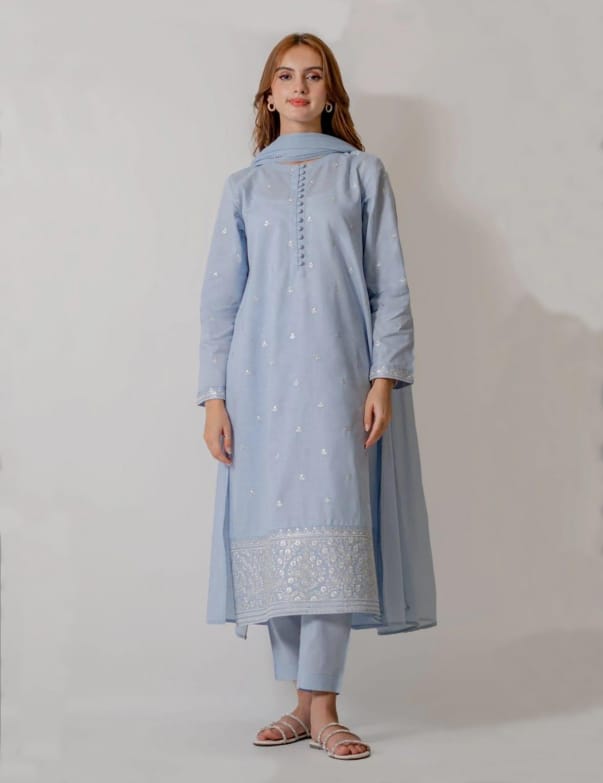 Soft Sky Embroidery |3-piece Stitched Dress