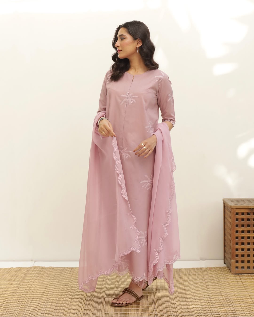 Light Pink 🩷 Full Sleeve's Stitched 🪡 Dress
