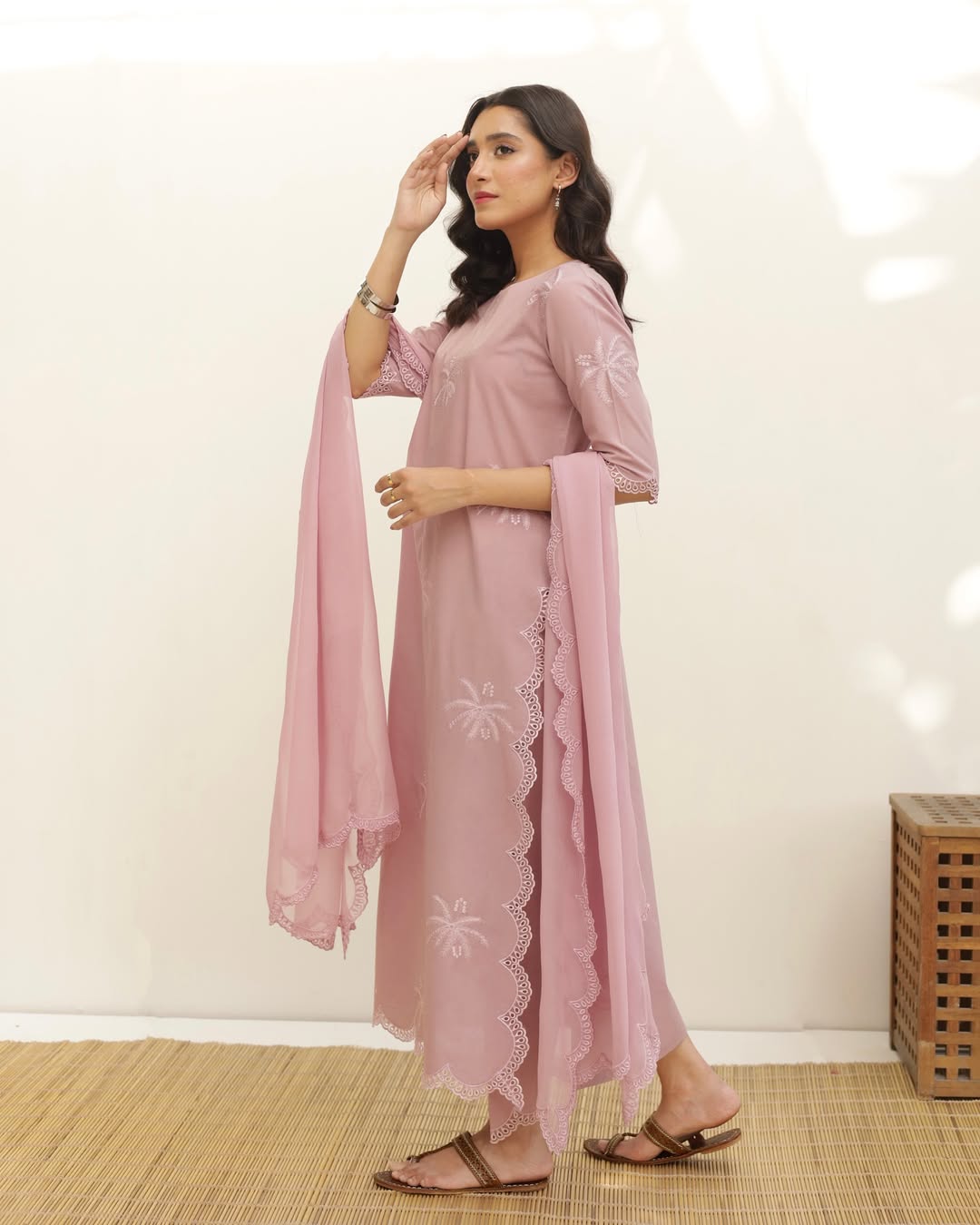 Light Pink 🩷 Full Sleeve's Stitched 🪡 Dress